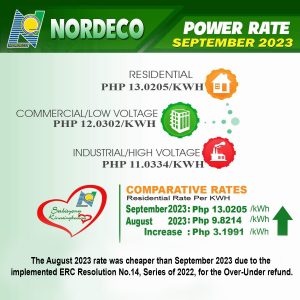 Read more about the article POWER RATES FOR SEPTEMBER 2023